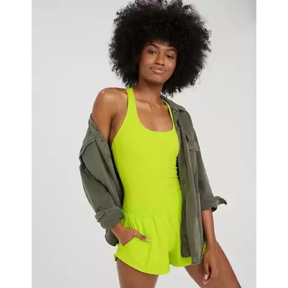 Aerie Offline Hot Stuff Romper NWT Neon Lime Green Size XL Tennis Pickleball - Picture 2 of 10